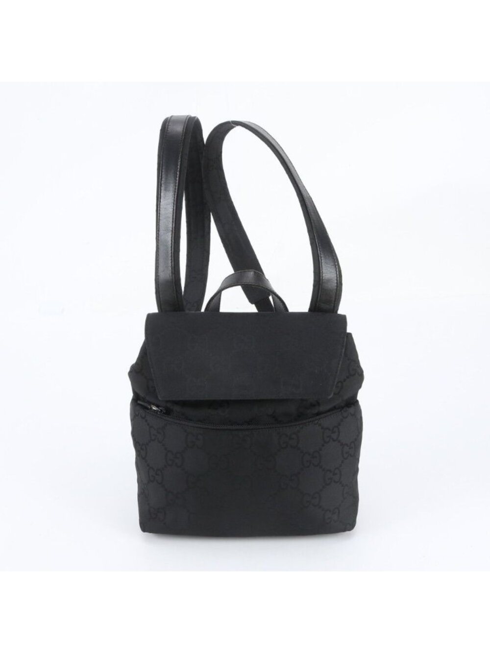 Gucci GG Nylon Leather Backpack Shoulder Bag Black